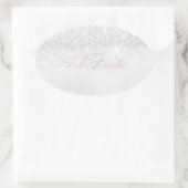 Girly Monogram Funkelnd Glitzer Rosa Graue Bezeich Ovaler Aufkleber (Tasche)