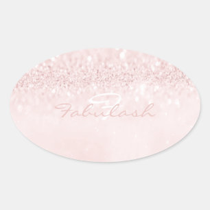 Girly Monogram Funkelnd Glitzer Rosa Pastellname 1 Ovaler Aufkleber