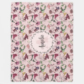 Girly Monogram Garden Hummingbird & Blume Fleecedecke (Vorderseite)