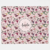 Girly Monogram Garden Hummingbird & Blume Fleecedecke (Vorderseite (Horizontal))