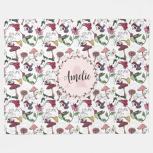 Girly Monogram Garden Hummingbird & Blume Fleecedecke