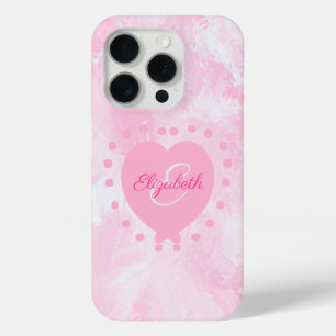 Girly Monogram Individuelle Name Pink Heart Waterc Case-Mate iPhone Hülle