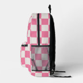 Girly Monogram Initial & Bright Pink Checkerboard Bedruckter Rucksack (Rechts)