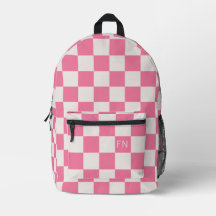 Girly Monogram Initial & Bright Pink Checkerboard