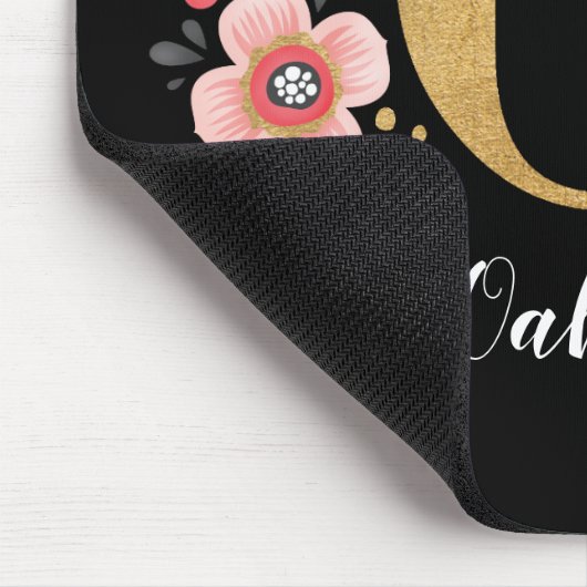 Girly Monogram Initial Pink Black Letter O Mousepad (Ecke)