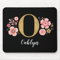 Girly Monogram Initial Pink Black Letter O