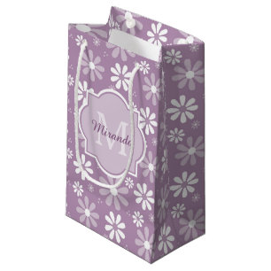 Girly Monogram Light Lila Daisy Blume und Name Kleine Geschenktüte
