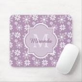 Girly Monogram Light Lila Daisy Blume und Name Mousepad (Mit Mouse)
