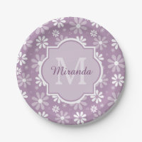 Girly Monogram Light Lila Daisy Blume und Name