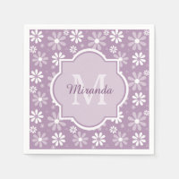 Girly Monogram Light Lila Daisy Blume und Name