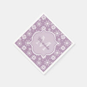 Girly Monogram Light Lila Daisy Blume und Name Serviette (Ecke)