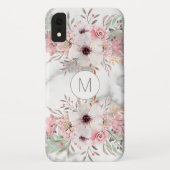 Girly Monogram Marble Case-Mate iPhone Hülle (Rückseite)