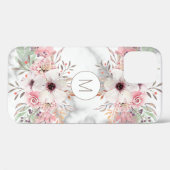Girly Monogram Marble Watercolor Floral Case Mate (Rückseite (Horizontal))