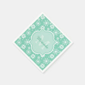 Girly Monogram Minze White Daisy Blume mit Namen Serviette (Ecke)