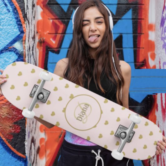 Girly Monogram Niedlich Elegant mit Namen Skateboard