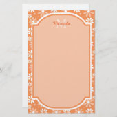 Girly Monogram Niedlich Orange Daisy Blume und Nam Briefpapier (Vorne/Hinten)