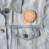 Girly Monogram Niedlich Orange Daisy Blume und Nam Button (Beispiel)