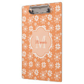 Girly Monogram Niedlich Orange Daisy Blume und Nam Klemmbrett (Links)
