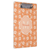 Girly Monogram Niedlich Orange Daisy Blume und Nam Klemmbrett (Rechts)