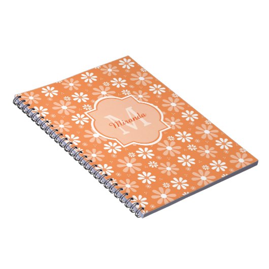Girly Monogram Niedlich Orange Daisy Blume und Nam Notizblock (Rechte Seite)