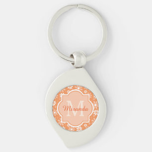 Girly Monogram Niedlich Orange Daisy Blume und Nam Schlüsselanhänger