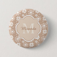 Girly Monogram Niedlich Tan Daisy Blume und Name