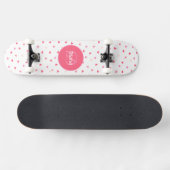 Girly Monogram niedliche Herzen mit Namen Skateboard (Horizontal)