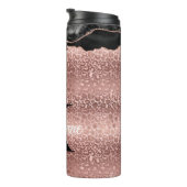 Girly Monogram Rose Gold Leopard und Black Marmor Thermosbecher (Nach rechts gedreht)