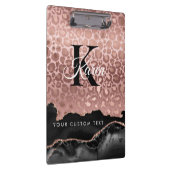 Girly Monogram Rose Gold Leopard und Schwarzer Mar Klemmbrett (Rechts)