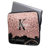 Girly Monogram Rose Gold Leopard und Schwarzer Mar Laptopschutzhülle (Vorderseite Links)