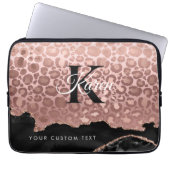 Girly Monogram Rose Gold Leopard und Schwarzer Mar Laptopschutzhülle (Vorderseite)