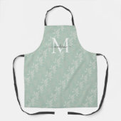 Girly Monogram Script Aquamarin Green Floral Botan Schürze (Vorderseite)