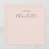 Girly Monogram Script Calligraphy Blush Pink Mitteilungskarte (Vorne/Hinten)