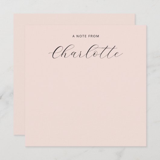 Girly Monogram Script Calligraphy Blush Pink Mitteilungskarte (Vorne/Hinten)