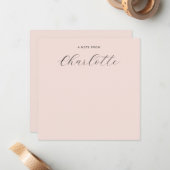 Girly Monogram Script Calligraphy Blush Pink Mitteilungskarte (Vorderseite/Rückseite Beispiel)