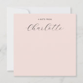 Girly Monogram Script Calligraphy Blush Pink Mitteilungskarte (Vorderseite)