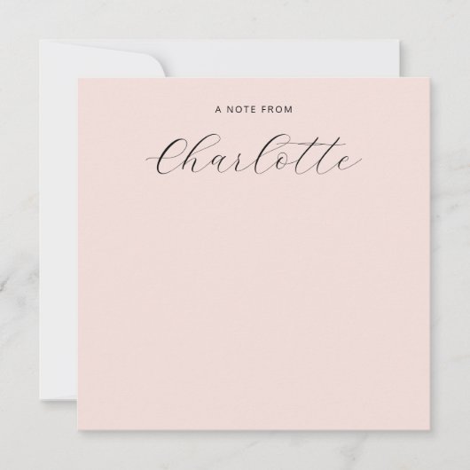 Girly Monogram Script Calligraphy Blush Pink Mitteilungskarte (Vorderseite)