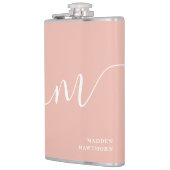 Girly Monogram Script Calligraphy Coral Blush Pink Flachmann (Links)