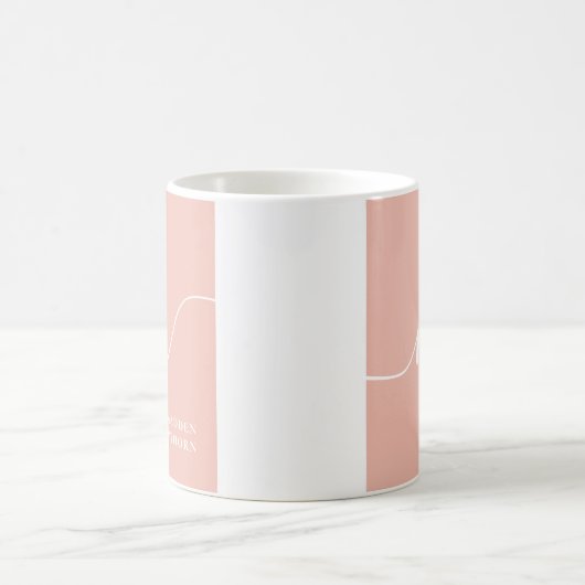 Girly Monogram Script Calligraphy Coral Blush Pink Kaffeetasse (Mittel)