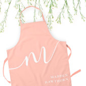 Girly Monogram Script Calligraphy Coral Blush Pink Schürze