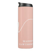 Girly Monogram Script Calligraphy Coral Blush Pink Thermosbecher (Nach rechts gedreht)