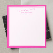 Girly Monogram Script Vibrant Pink Notizblock