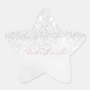 Girly Monogramm-funkelnd Glitzer-Rosa-Stern-Grau Stern-Aufkleber