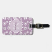 Girly Monogramm-hellpurpurne Gänseblümchen-Blumen Gepäckanhänger (Vorderseite horizontal)