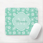 Girly Monogramm-Minzen-weißes Gänseblümchen-Blumen Mousepad (Mit Mouse)