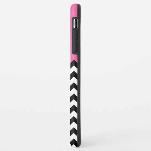 Girly Monogramm-Name - modernes rosa Zickzack Case-Mate iPhone Hülle (Hinten/Links)