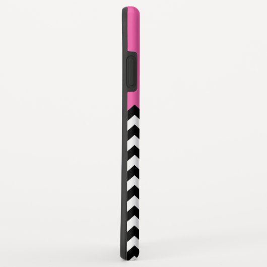 Girly Monogramm-Name - modernes rosa Zickzack Case-Mate iPhone Hülle (Hinten/Rechts)