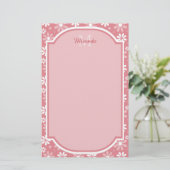 Girly Monogramm-niedliche rosa Briefpapier (Stehend Vorderseite)