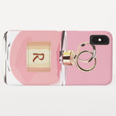 Girly Monogramm-Schönheits-Rosa-stilvolle Case-Mate iPhone Hülle (Rückseite (Horizontal))