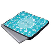 Girly Monogramm-Türkis-Gänseblümchen-Blumen mit Laptopschutzhülle (Vorne Knopf)